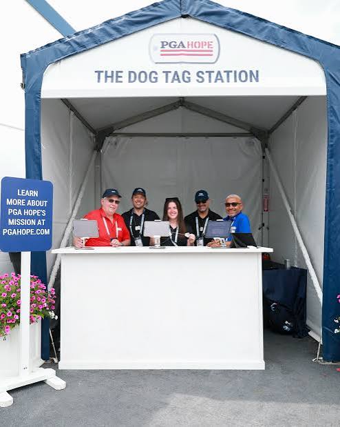 The Dog Tag Station at the PGA Championship, staffed by PGA HOPE volunteers